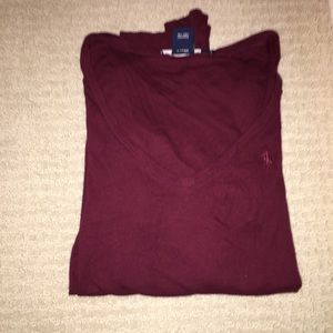 Maroon long sleeve polo T-shirt